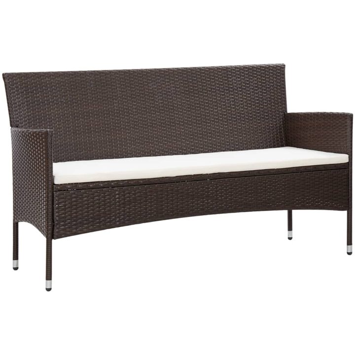 Loungegrupp för trädgården med dynor 5 delar konstrotting brun vidaXL – bild 3