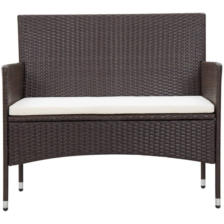 Loungegrupp för trädgården med dynor 5 delar konstrotting brun vidaXL – bild 6