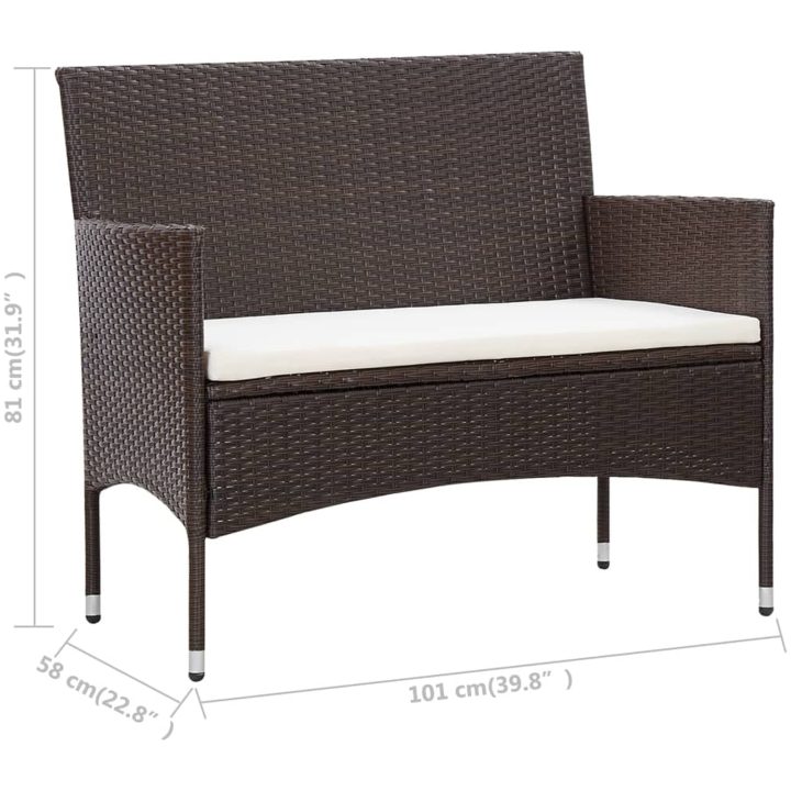 Loungegrupp för trädgården med dynor 5 delar konstrotting brun vidaXL – bild 10