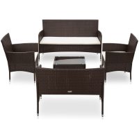 Loungegrupp för trädgården med dynor 5 delar konstrotting brun vidaXL