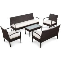 Loungegrupp för trädgården med dynor 5 delar konstrotting brun vidaXL