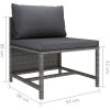 Loungegrupp för trädgården med dynor 5 delar konstrotting grå vidaXL – miniatyr 11