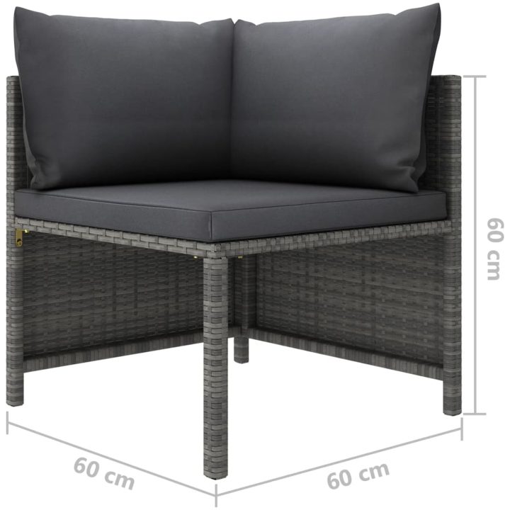 Loungegrupp för trädgården med dynor 5 delar konstrotting grå vidaXL – bild 10