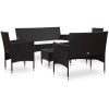 Loungegrupp för trädgården med dynor 5 delar konstrotting svart vidaXL – miniatyr 2