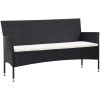 Loungegrupp för trädgården med dynor 5 delar konstrotting svart vidaXL – miniatyr 3
