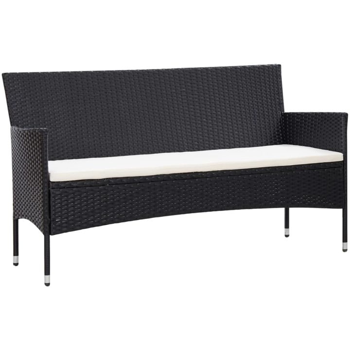 Loungegrupp för trädgården med dynor 5 delar konstrotting svart vidaXL – bild 3