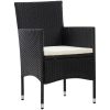 Loungegrupp för trädgården med dynor 5 delar konstrotting svart vidaXL – miniatyr 8