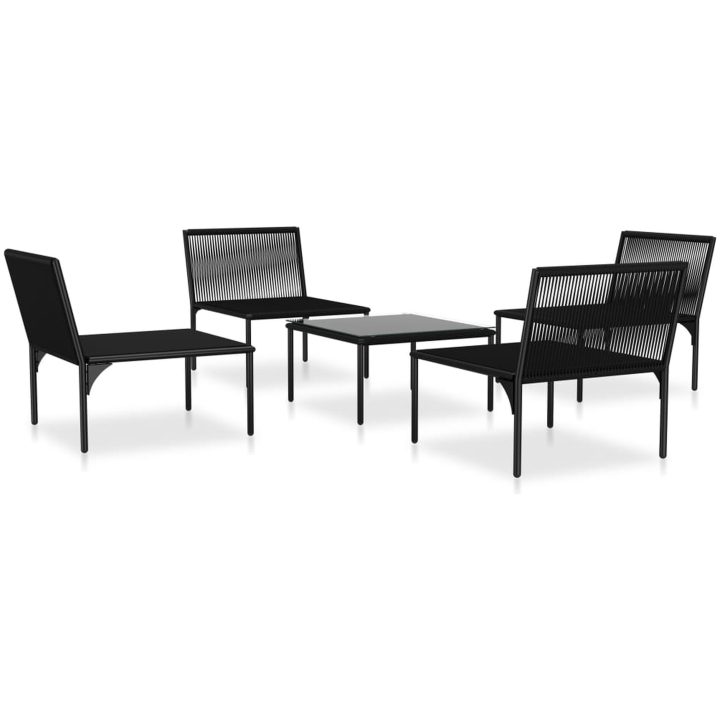 Loungegrupp för trädgården med dynor 5 delar svart PVC vidaXL – bild 3