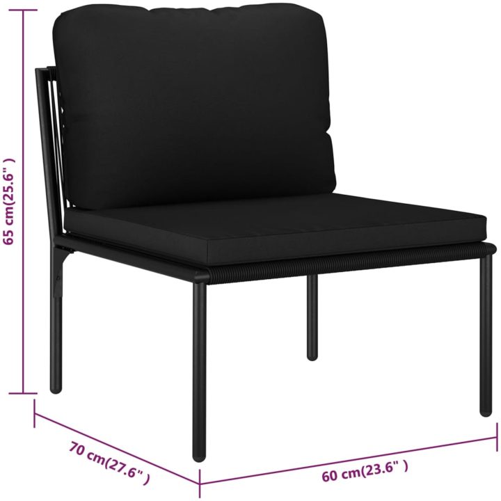 Loungegrupp för trädgården med dynor 5 delar svart PVC vidaXL – bild 9