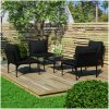 Loungegrupp för trädgården med dynor 5 delar svart PVC vidaXL – miniatyr 1