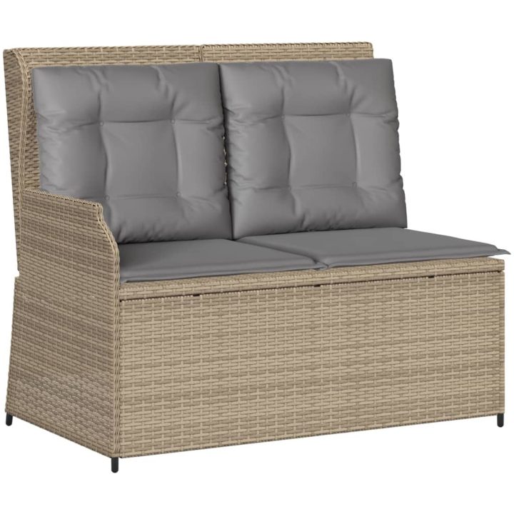 Loungegrupp för trädgården med dynor 6 delar konstrotting beige vidaXL – bild 3