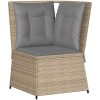Loungegrupp för trädgården med dynor 6 delar konstrotting beige vidaXL – miniatyr 5