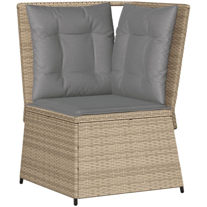 Loungegrupp för trädgården med dynor 6 delar konstrotting beige vidaXL – bild 5