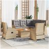 Loungegrupp för trädgården med dynor 6 delar konstrotting beige vidaXL – miniatyr 1