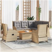 Loungegrupp för trädgården med dynor 6 delar konstrotting beige vidaXL