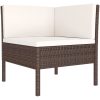Loungegrupp för trädgården med dynor 6 delar konstrotting brun vidaXL – miniatyr 3