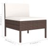 Loungegrupp för trädgården med dynor 6 delar konstrotting brun vidaXL – miniatyr 7