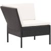 Loungegrupp för trädgården med dynor 6 delar konstrotting svart vidaXL – miniatyr 3