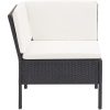 Loungegrupp för trädgården med dynor 6 delar konstrotting svart vidaXL – miniatyr 4