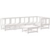 Loungegrupp för trädgården med dynor 6 delar vit massiv teak vidaXL – miniatyr 3