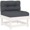 Loungegrupp för trädgården med dynor 6 delar vit massiv teak vidaXL – miniatyr 4