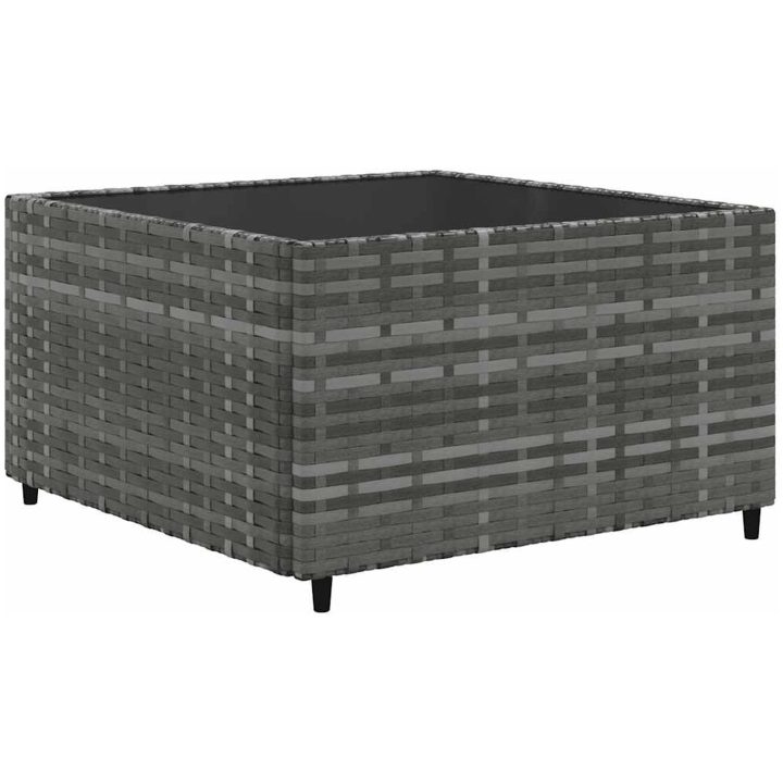 Loungegrupp för trädgården med dynor 7 delar grå konstrotting vidaXL – bild 6