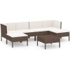 Loungegrupp för trädgården med dynor 7 delar konstrotting brun vidaXL – miniatyr 2