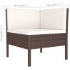 Loungegrupp för trädgården med dynor 7 delar konstrotting brun vidaXL – miniatyr 9