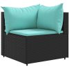 Loungegrupp för trädgården med dynor 7 delar svart konstrotting vidaXL – miniatyr 3
