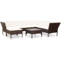 Loungegrupp för trädgården med dynor 8 delar konstrotting brun vidaXL