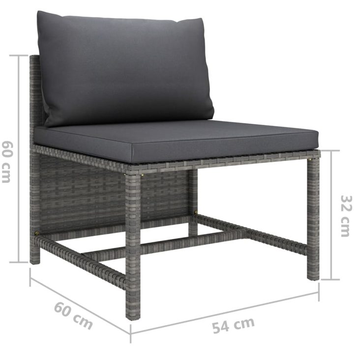 Loungegrupp för trädgården med dynor 8 delar konstrotting grå vidaXL – bild 11
