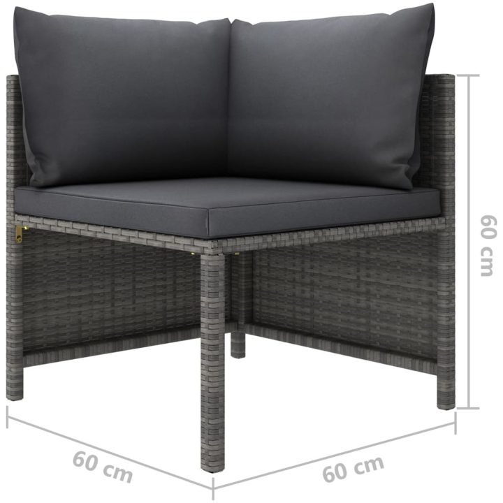 Loungegrupp för trädgården med dynor 8 delar konstrotting grå vidaXL – bild 10