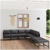Loungegrupp för trädgården med dynor 8 delar konstrotting grå vidaXL – miniatyr 1