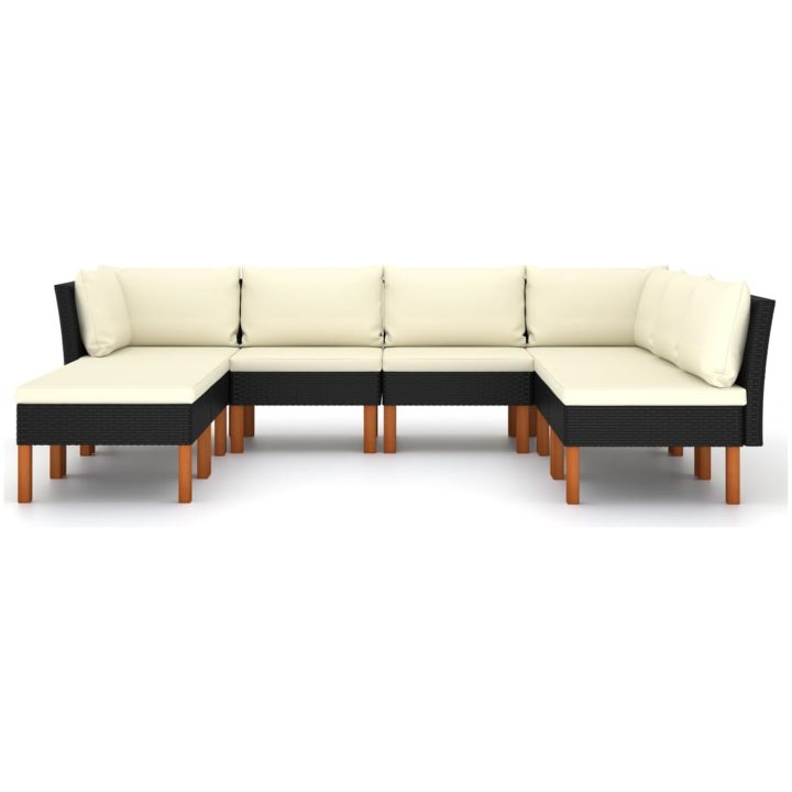 Loungegrupp för trädgården med dynor 8 delar konstrotting svart vidaXL – bild 3