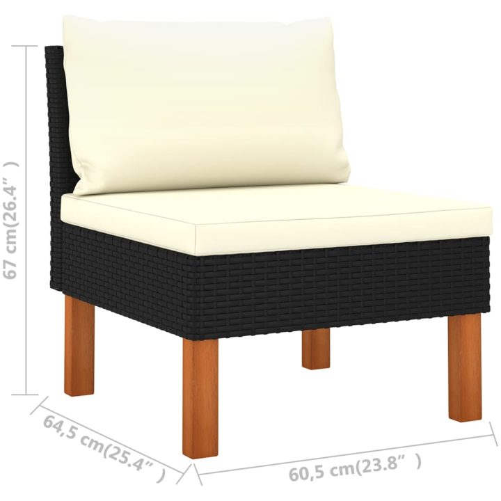 Loungegrupp för trädgården med dynor 8 delar konstrotting svart vidaXL – bild 9