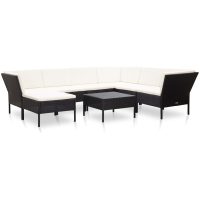 Loungegrupp för trädgården med dynor 8 delar konstrotting svart vidaXL