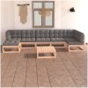 Loungegrupp för trädgården med dynor 8 delar massiv furu vidaXL – miniatyr 1