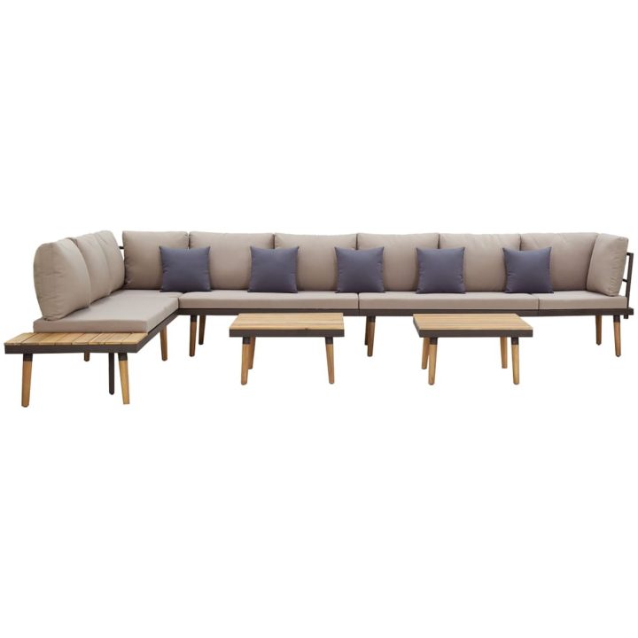 Loungegrupp för trädgården med dynor 8-sits massivt akaciaträ vidaXL – bild 3