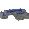Loungegrupp för trädgården med dynor 9 delar grå konstrotting vidaXL – miniatyr 2