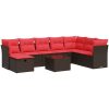 Loungegrupp för trädgården med dynor 9 delar konstrotting brun vidaXL – miniatyr 2