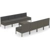 Loungegrupp för trädgården med dynor 9 delar konstrotting grå vidaXL – miniatyr 2