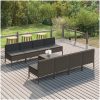 Loungegrupp för trädgården med dynor 9 delar konstrotting grå vidaXL – miniatyr 1