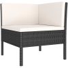 Loungegrupp för trädgården med dynor 9 delar konstrotting svart vidaXL – miniatyr 3