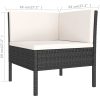 Loungegrupp för trädgården med dynor 9 delar konstrotting svart vidaXL – miniatyr 6
