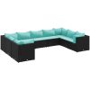 Loungegrupp för trädgården med dynor 9 delar svart konstrotting vidaXL – miniatyr 2