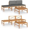 Loungegrupp för trädgården med grå dynor 4 delar massiv teak vidaXL – miniatyr 2