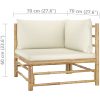 Loungegrupp för trädgården med gräddvita dynor 10 delar bambu vidaXL – miniatyr 11