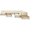 Loungegrupp för trädgården med gräddvita dynor 12 delar bambu vidaXL – miniatyr 2