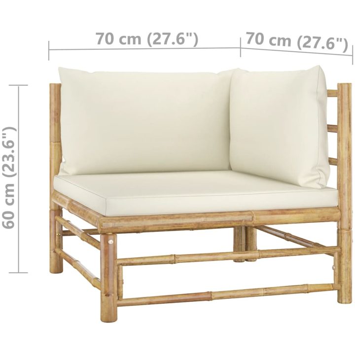 Loungegrupp för trädgården med gräddvita dynor 12 delar bambu vidaXL – bild 11