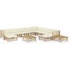 Loungegrupp för trädgården med gräddvita dynor 12 delar bambu vidaXL – miniatyr 1